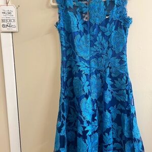 Elegant Blue Floral Dress
